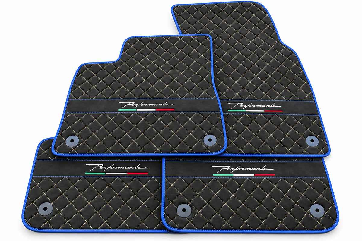 Floor Mats For Lamborghini Urus Performante Alcantara Leather Blue trim