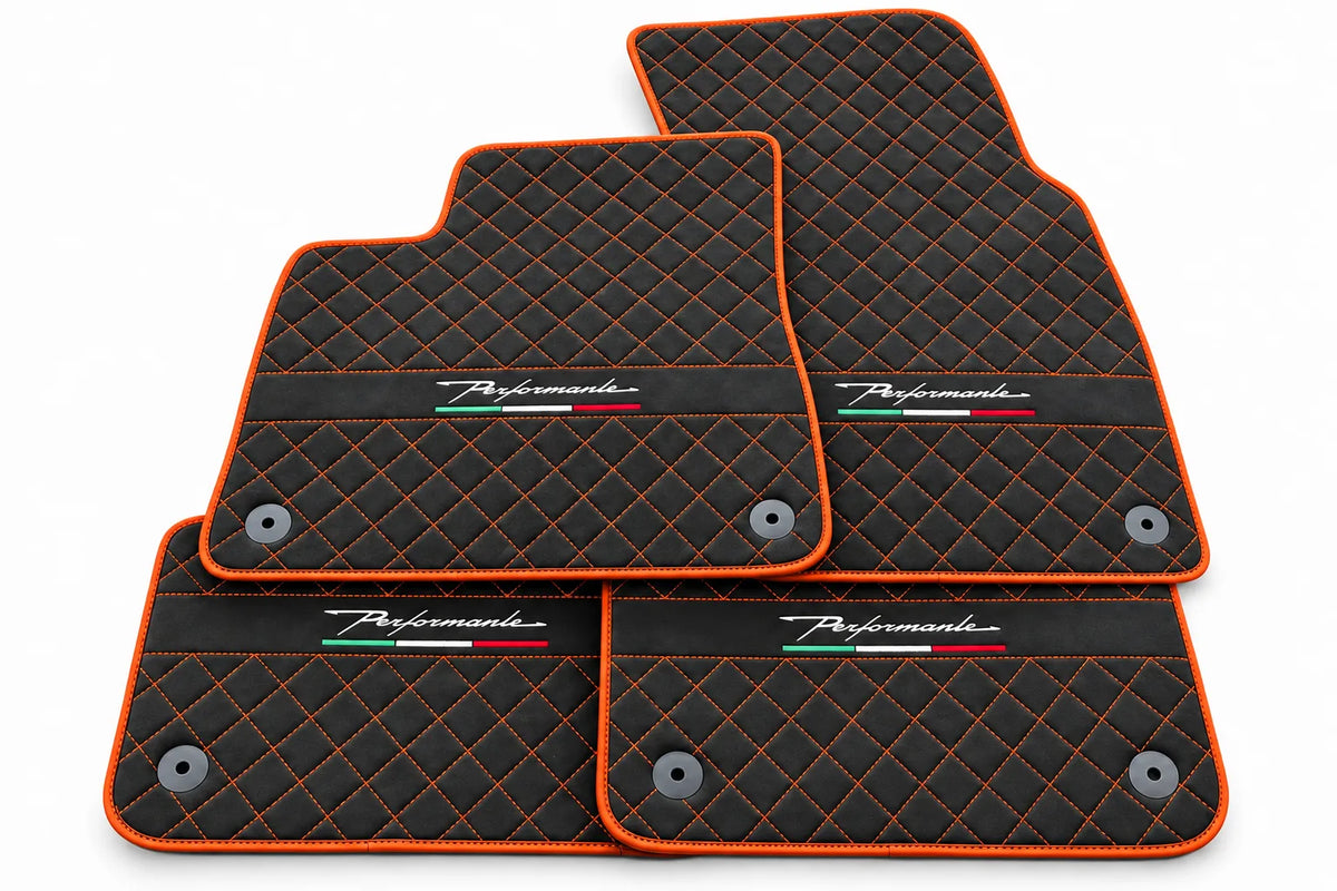 Floor Mats For Lamborghini Urus Performante Alcantara Leather Orange trim