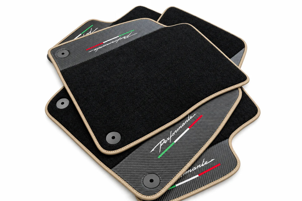 Floor Mats For Lamborghini Urus Performante With Carbon Leather Beige trim
