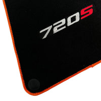 Floor Mats For McLaren 720S Black Tailored With Orange Trim - AutoWin