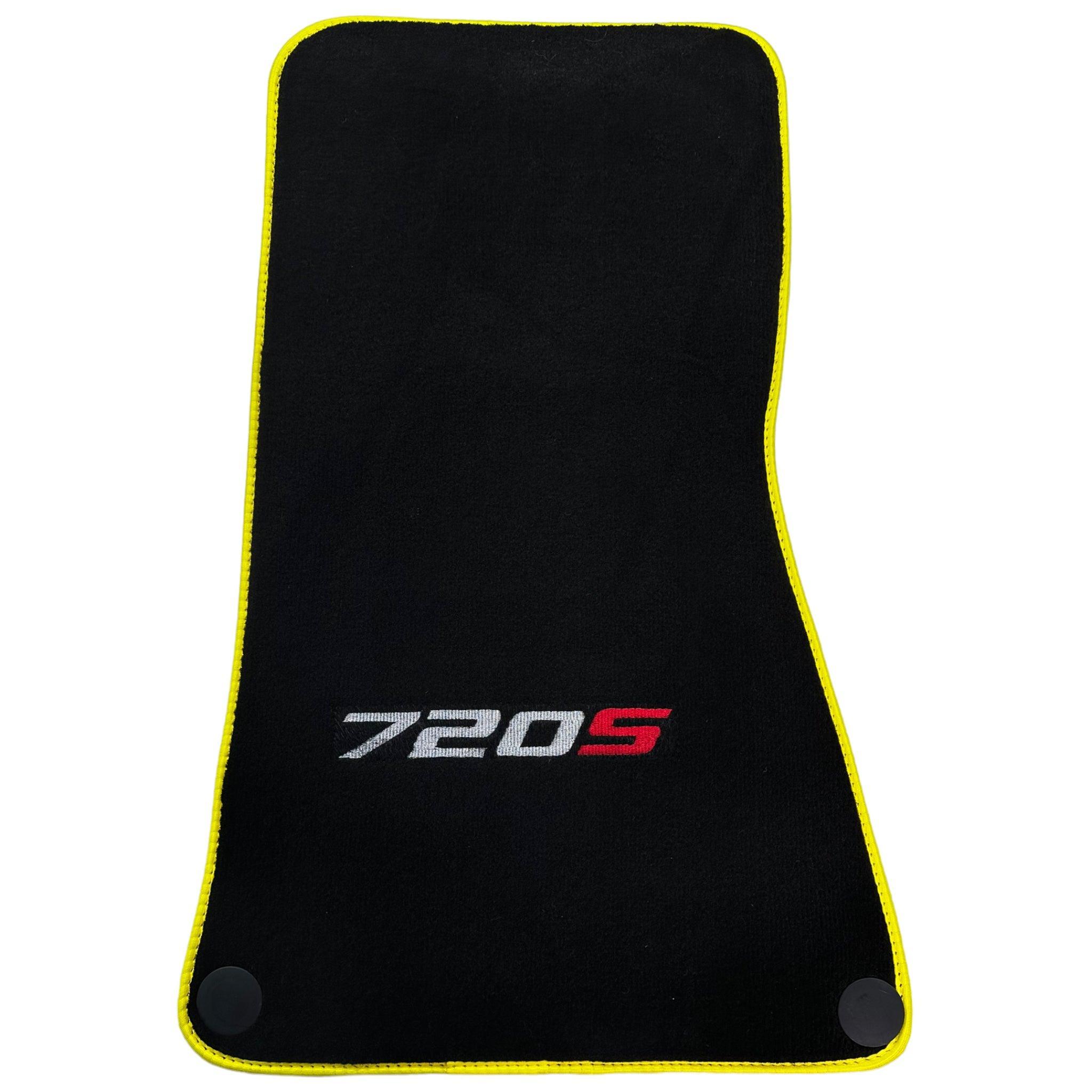 Floor Mats For McLaren 720S Black Tailored With Yellow Trim - AutoWin