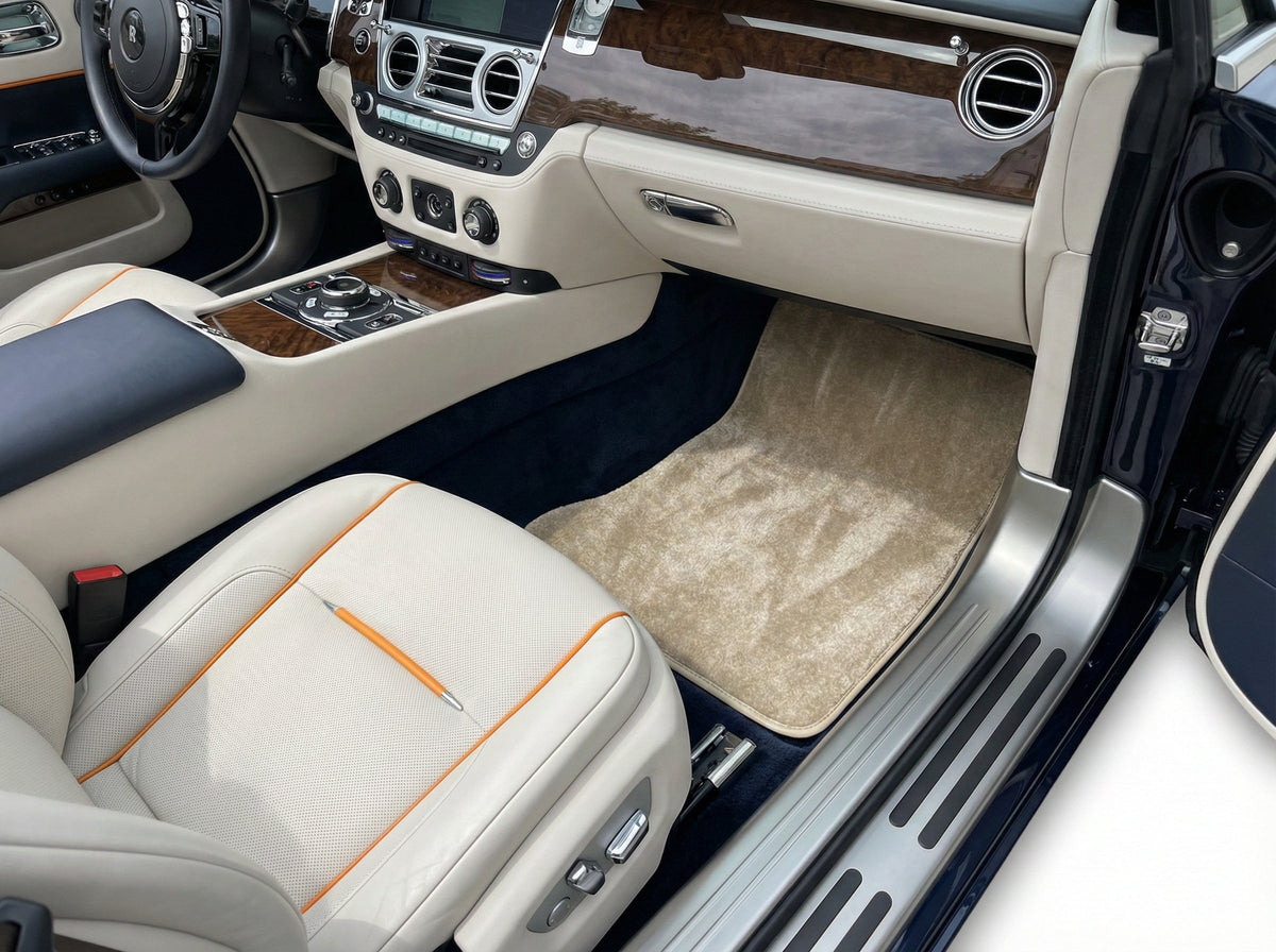 Interior look of floor mats for Floor Mats For Rolls Royce Dawn Rr6 2016-2023 Beige Luxury Quality