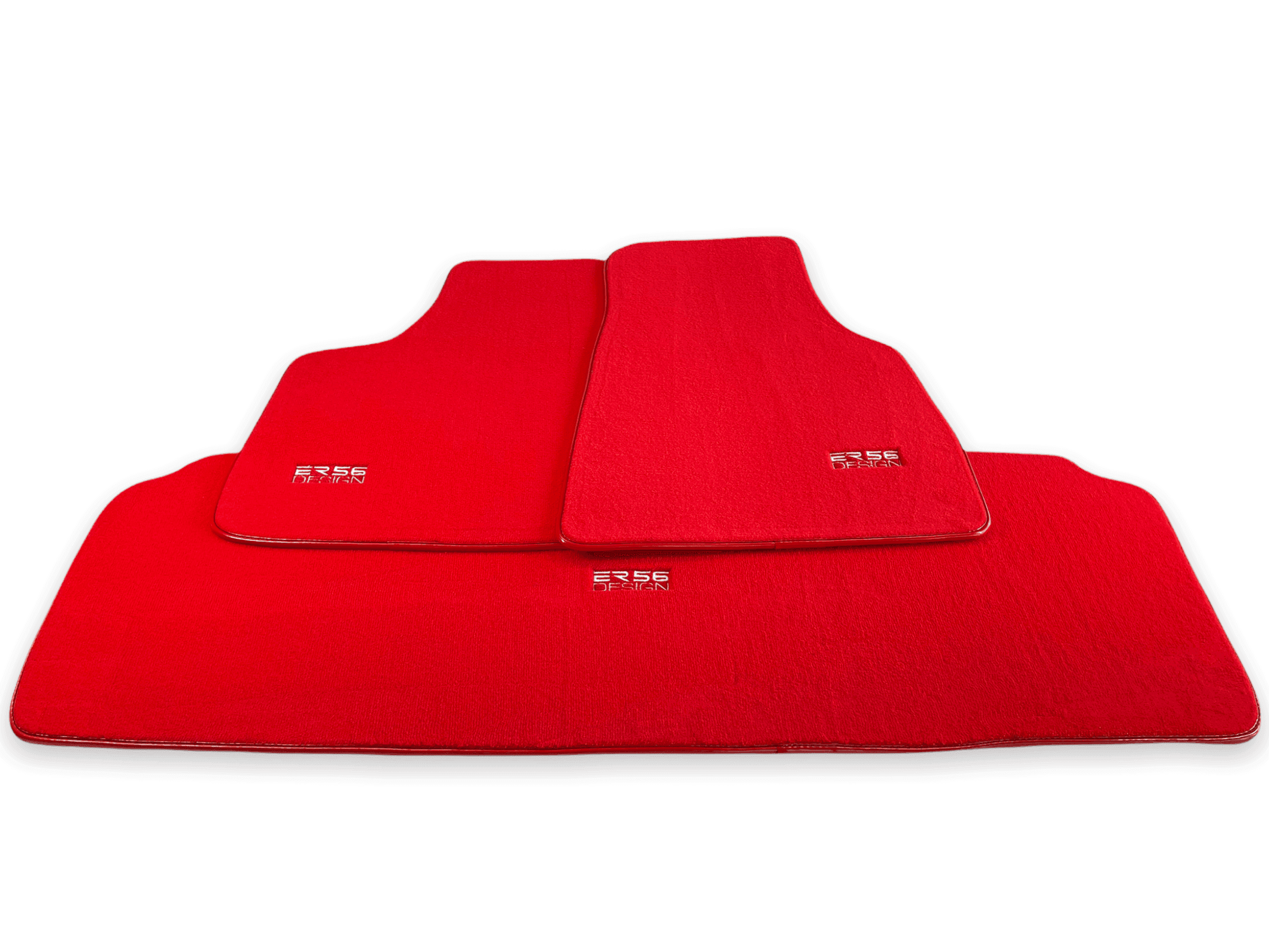 Floor Mats For Tesla Model X (5 Seats) Red Tailored Carpets ER56 Design - AutoWin