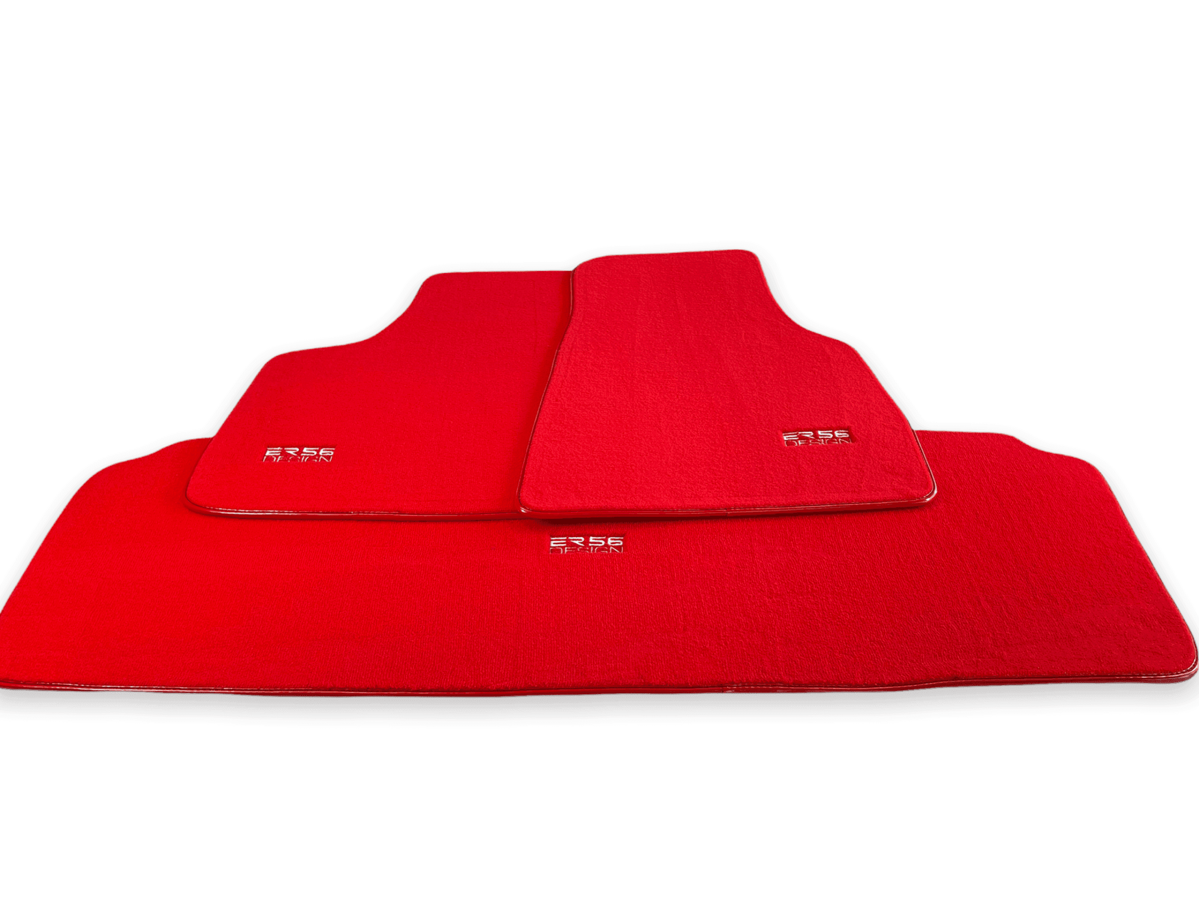Floor Mats For Tesla Model X (5 Seats) Red Tailored Carpets ER56 Design - AutoWin