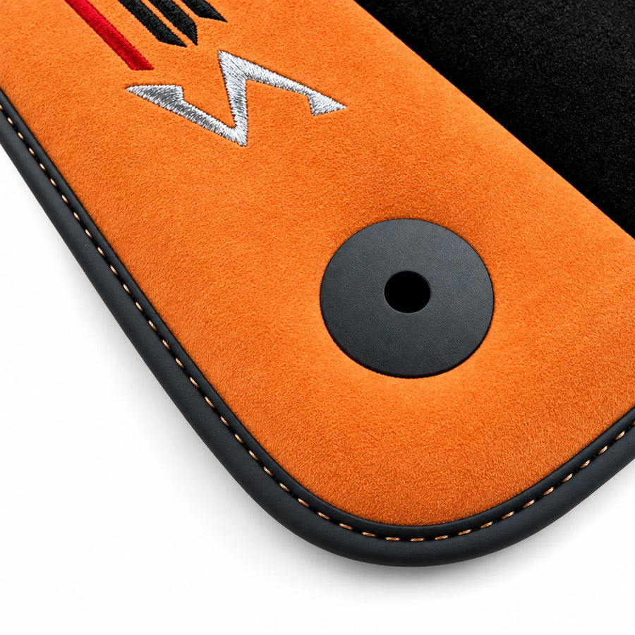 Floor Mats Set with Trunk Mat For Lamborghini Urus S With Orange Alcantara Leather - AutoWin
