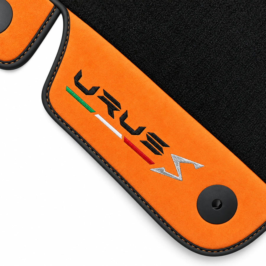 Floor Mats Set with Trunk Mat For Lamborghini Urus S With Orange Alcantara Leather - AutoWin