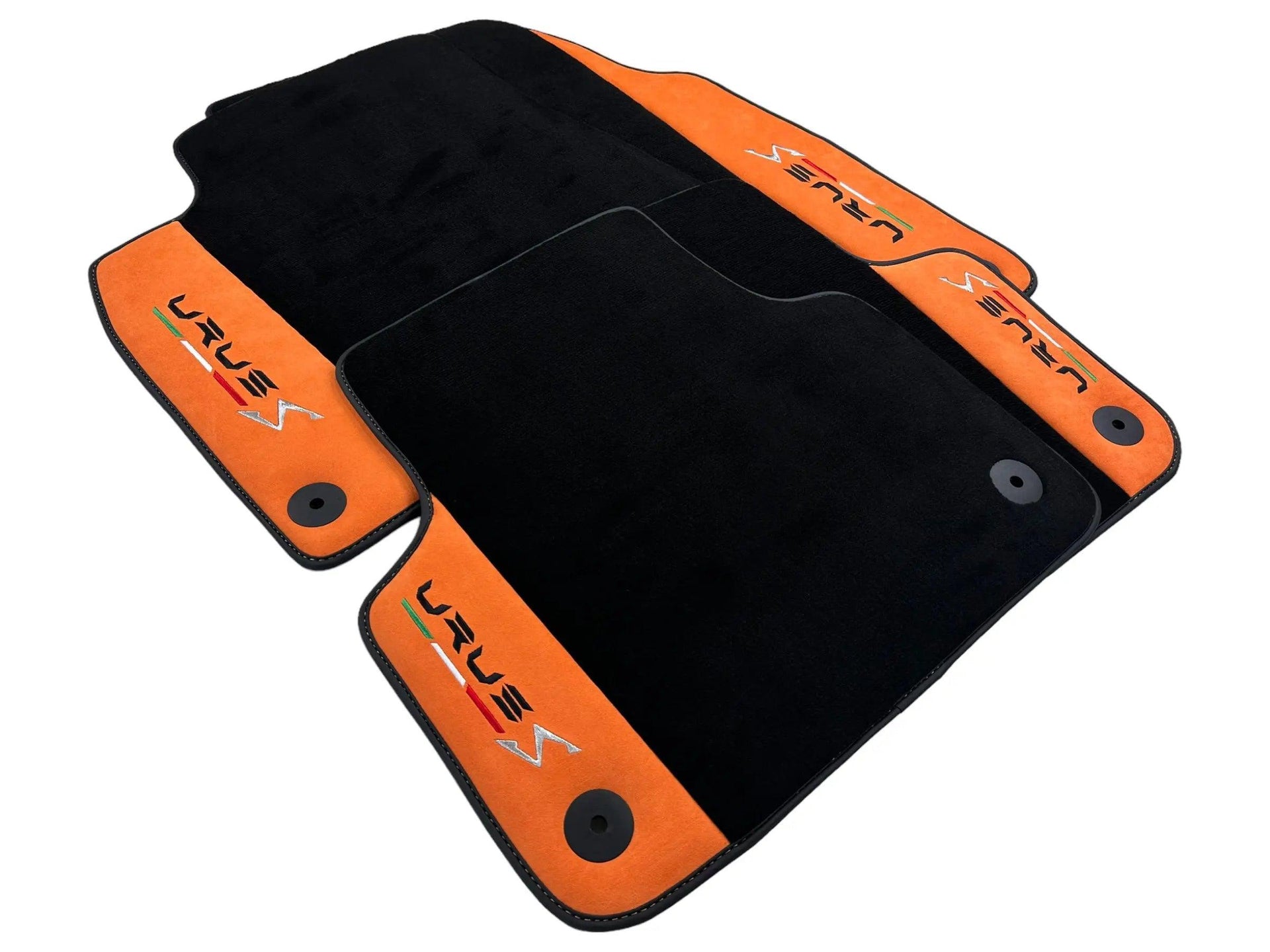 Floor Mats Set with Trunk Mat For Lamborghini Urus S With Orange Alcantara Leather - AutoWin