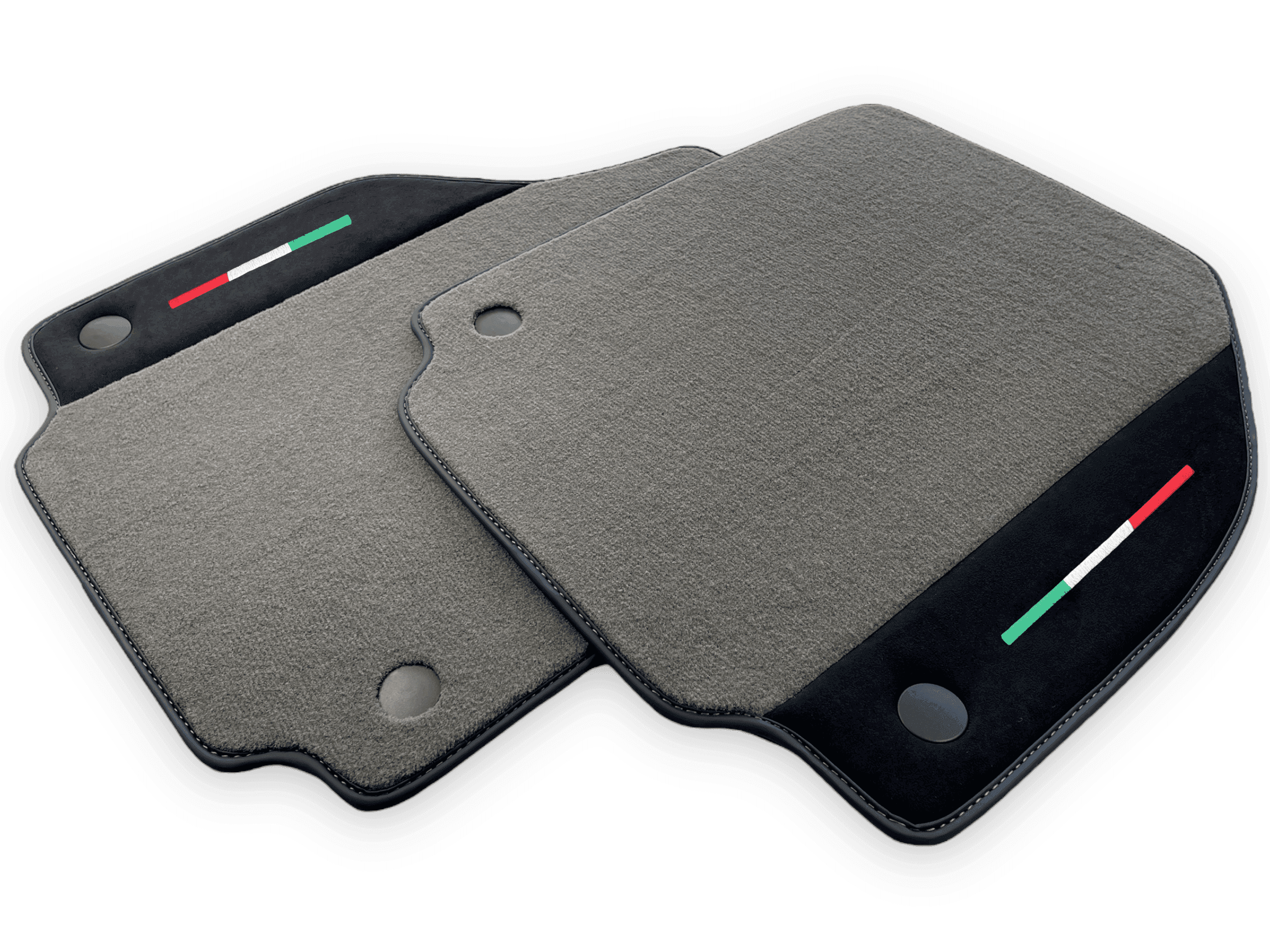 Gray Floor Mats For Ferrari 488 Spider (2016-2022) Carpets With Alcantara Leather | Italian Flag - AutoWin