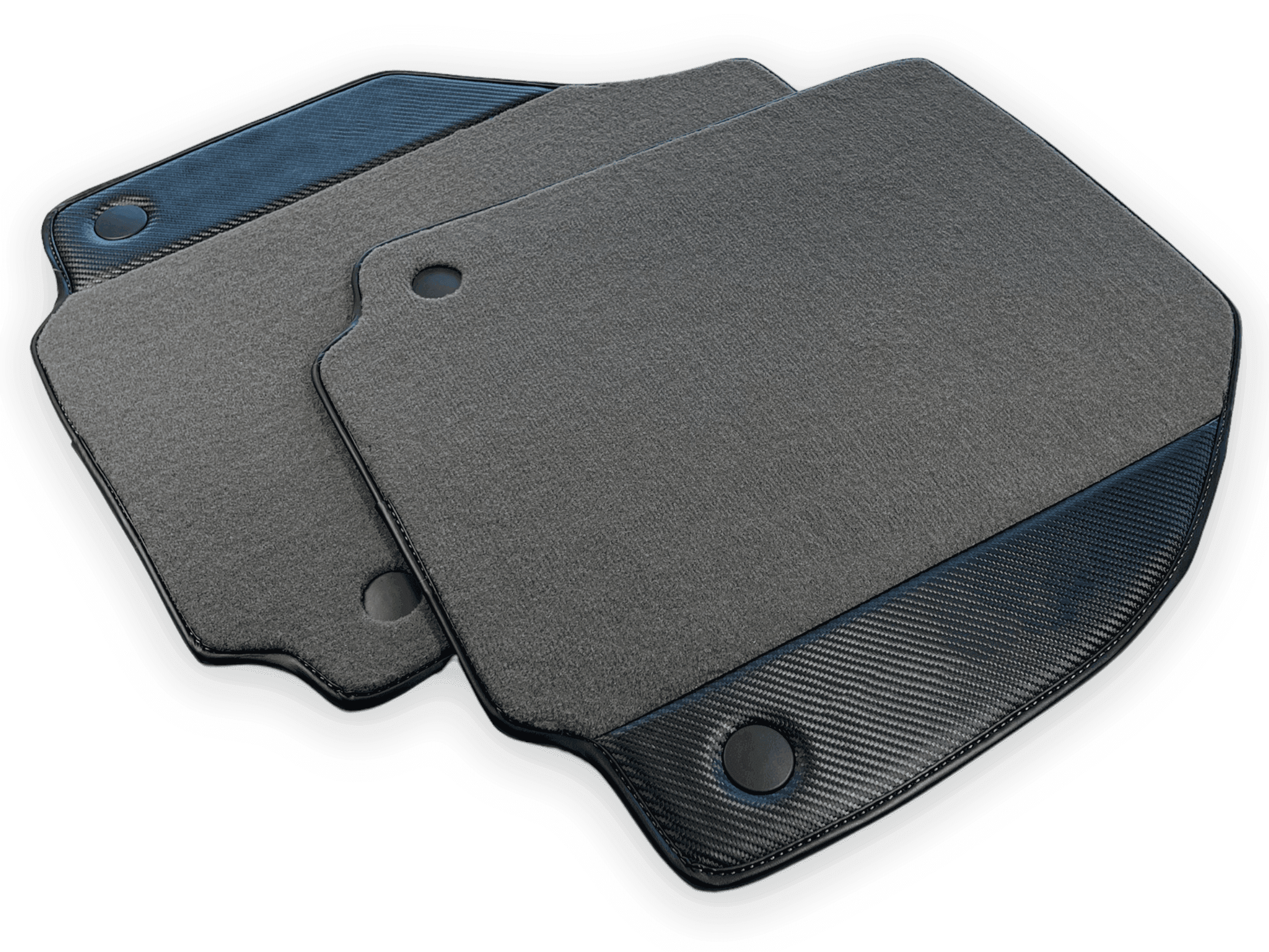 Gray Floor Mats For Ferrari 488 GTB (2016-2022) With Carbon Fiber Leather - AutoWin