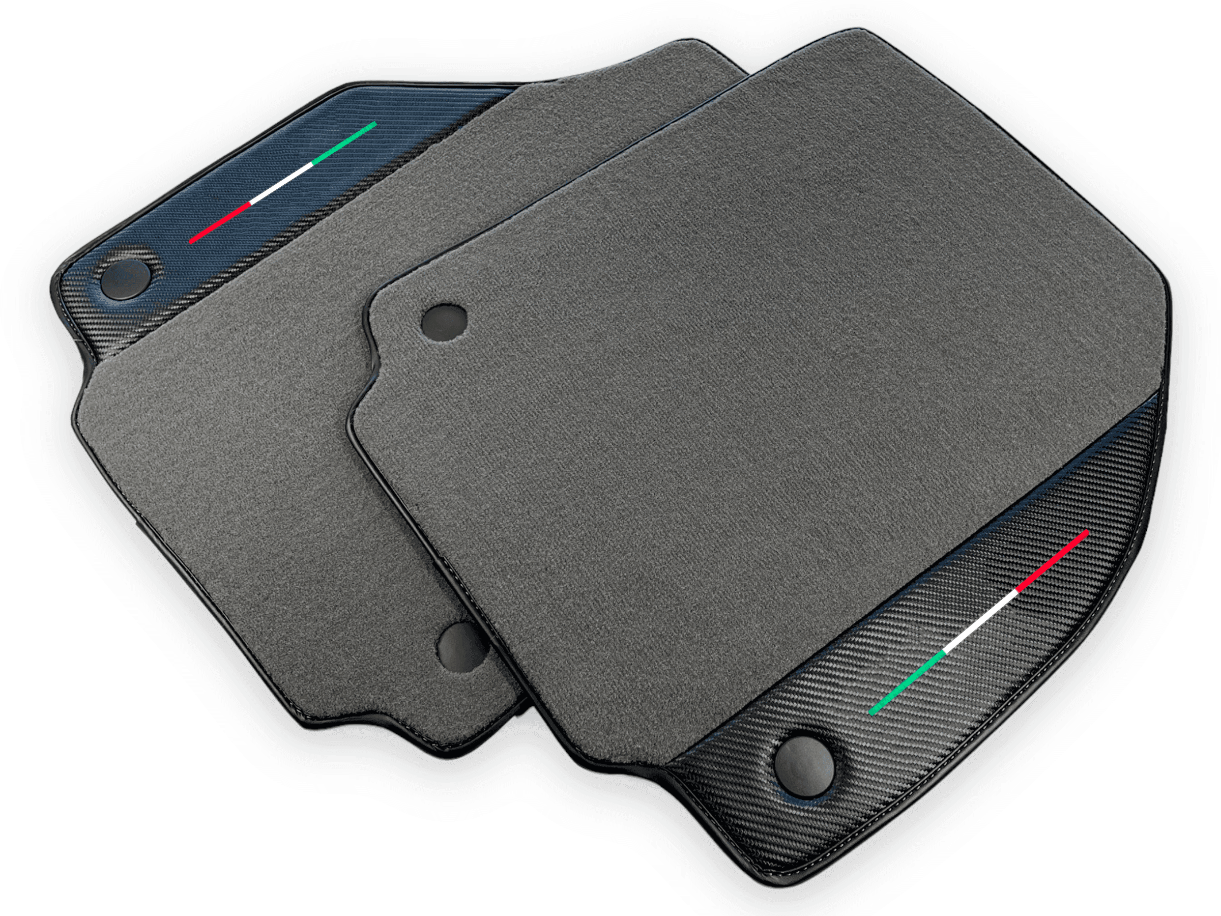Gray Floor Mats For Ferrari 488 GTB (2016-2022) With Carbon Fiber Leather - AutoWin