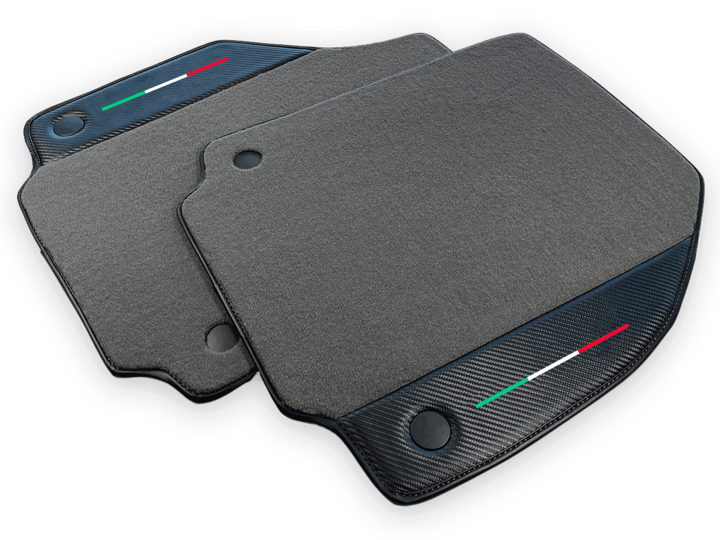 Gray Floor Mats For Ferrari 488 GTB (2016-2022) With Carbon Fiber Leather - AutoWin