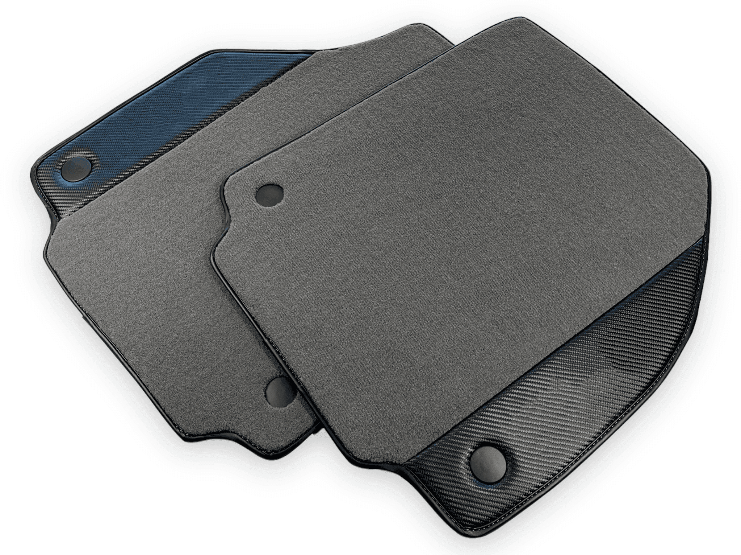 Gray Floor Mats For Ferrari 488 GTB (2016-2022) With Carbon Fiber Leather - AutoWin