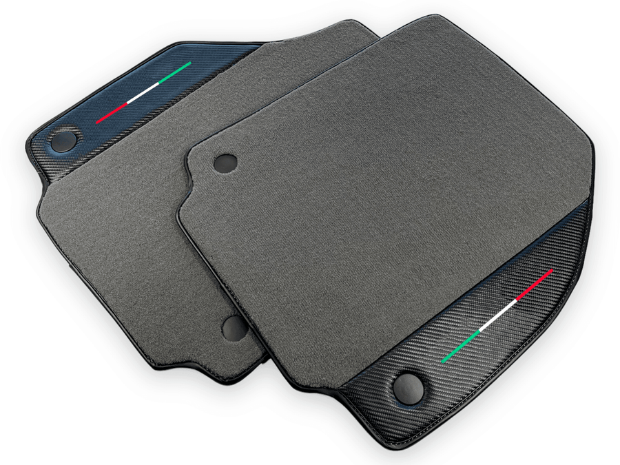 Gray Floor Mats For Ferrari F8 Tributo 2019-2022 With Carbon Leather - AutoWin