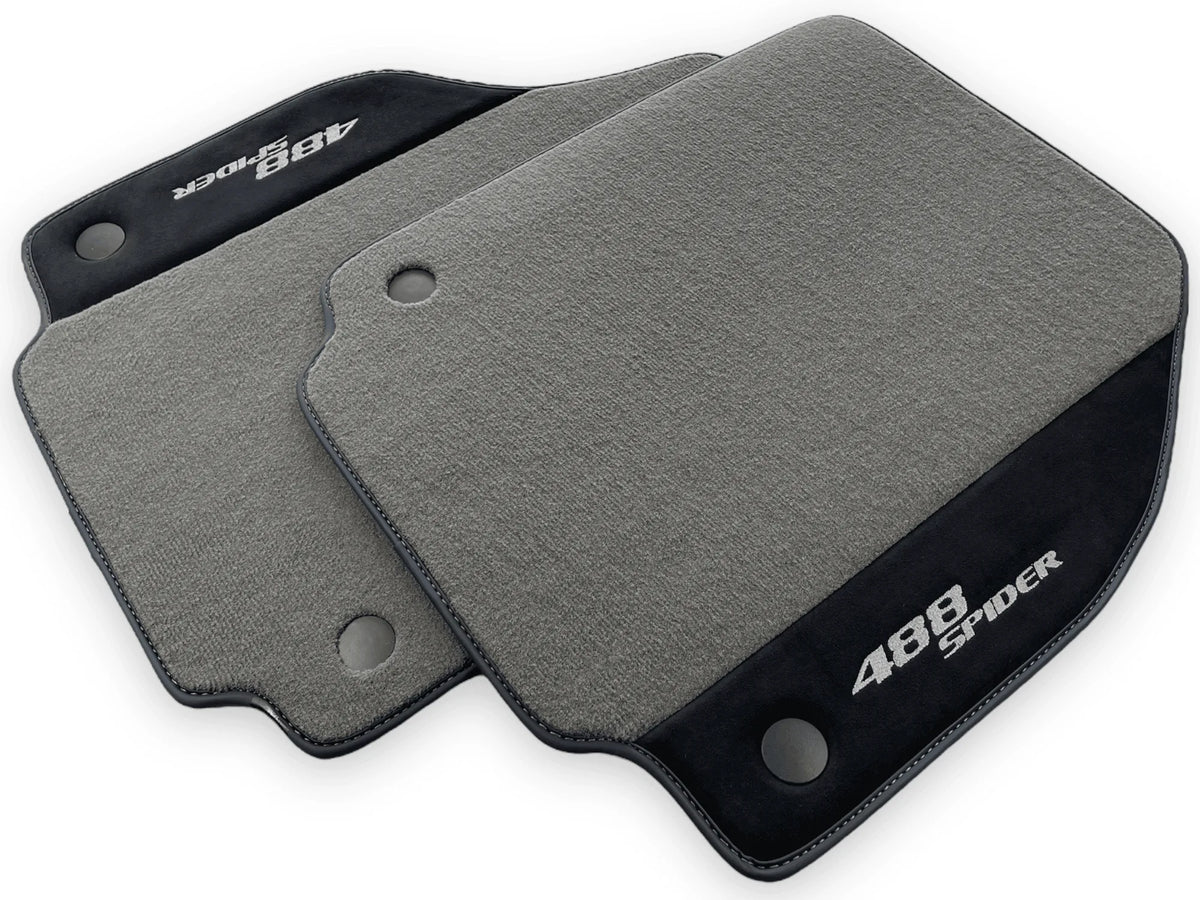 Gray Floor Mats For Ferrari 488 Spider 2015-2022 Alcantara Leather - AutoWin