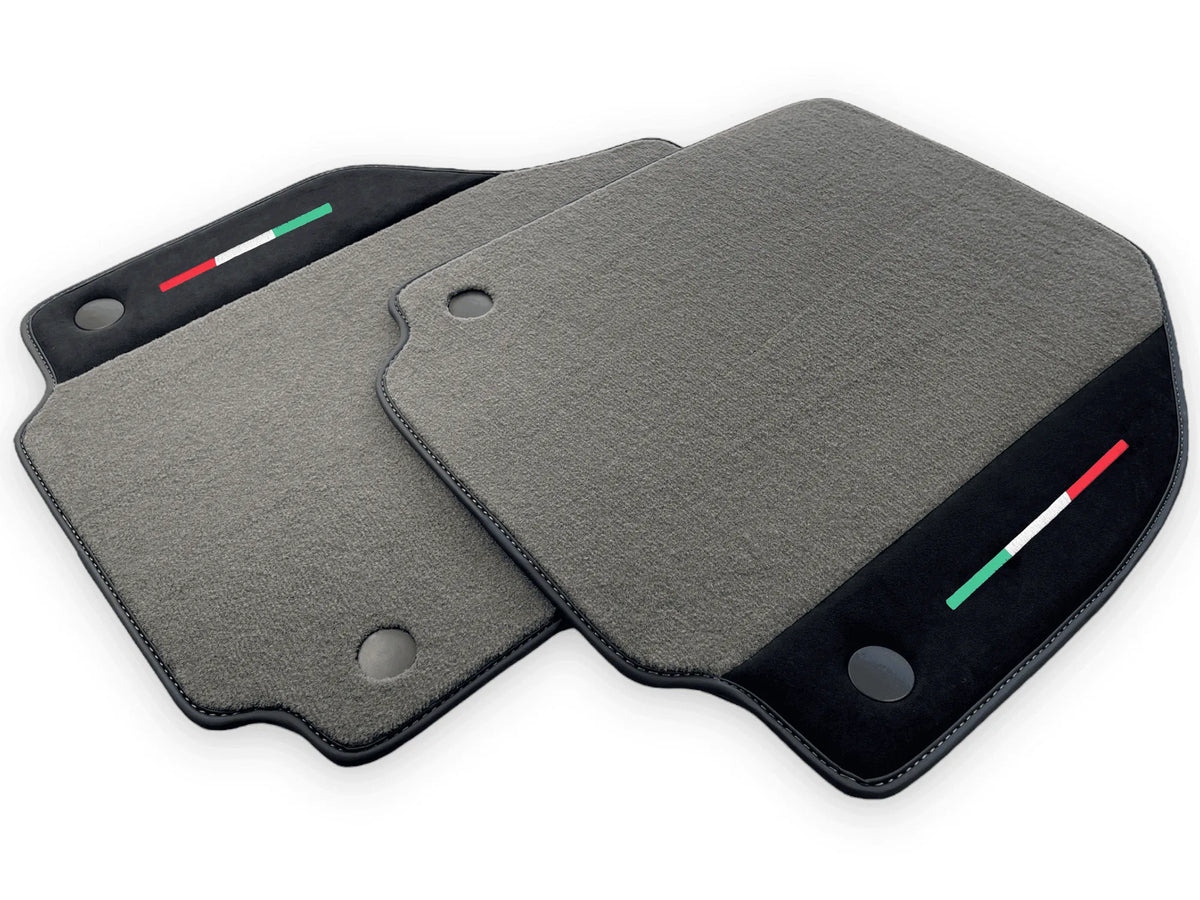 Gray Floor Mats For Ferrari 488 Spider (2016-2022) Carpets With Alcantara Leather | Italian Flag - AutoWin