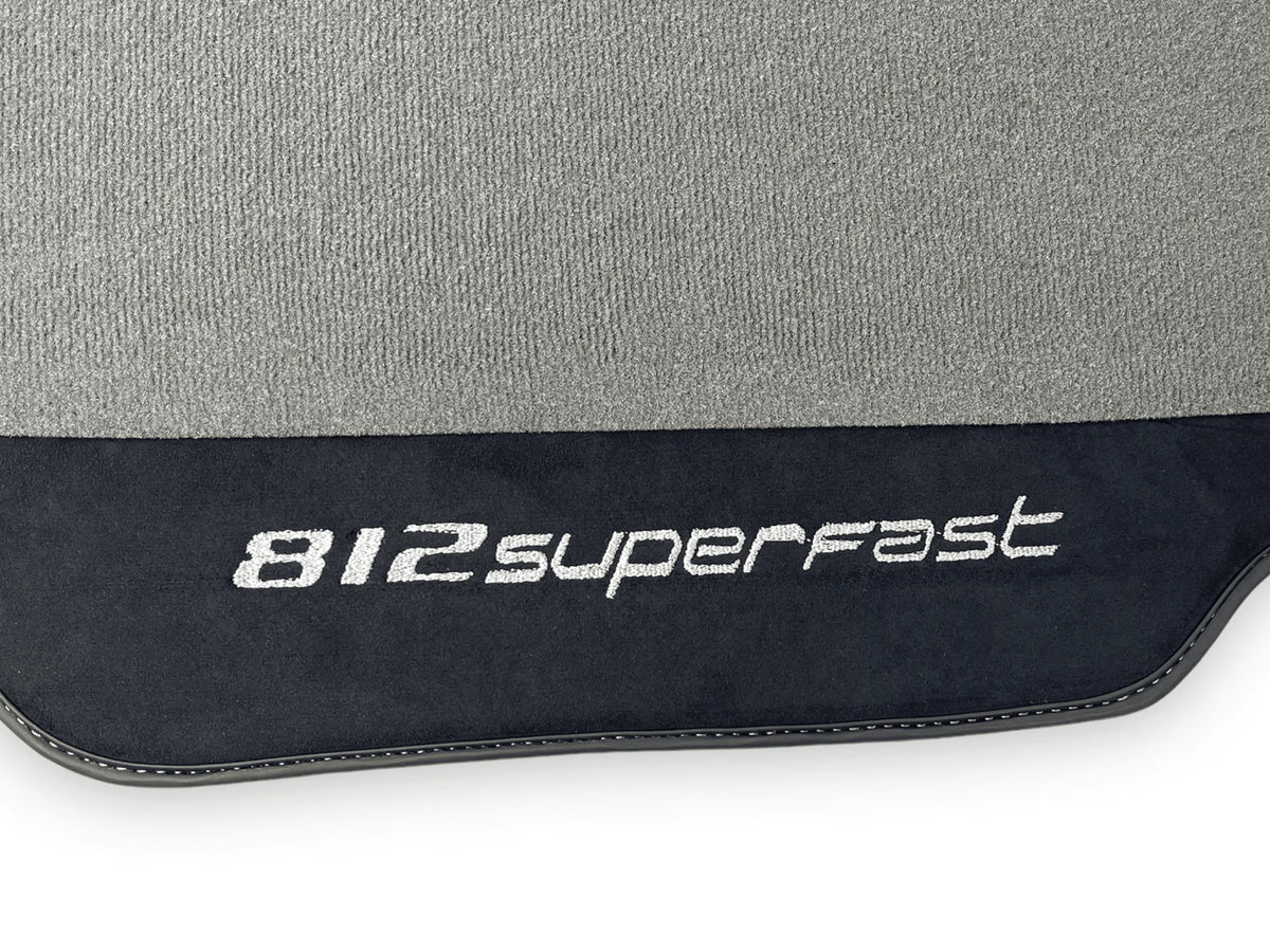 Gray Floor Mats For Ferrari 812 Superfast With Alcantara Leather - AutoWin