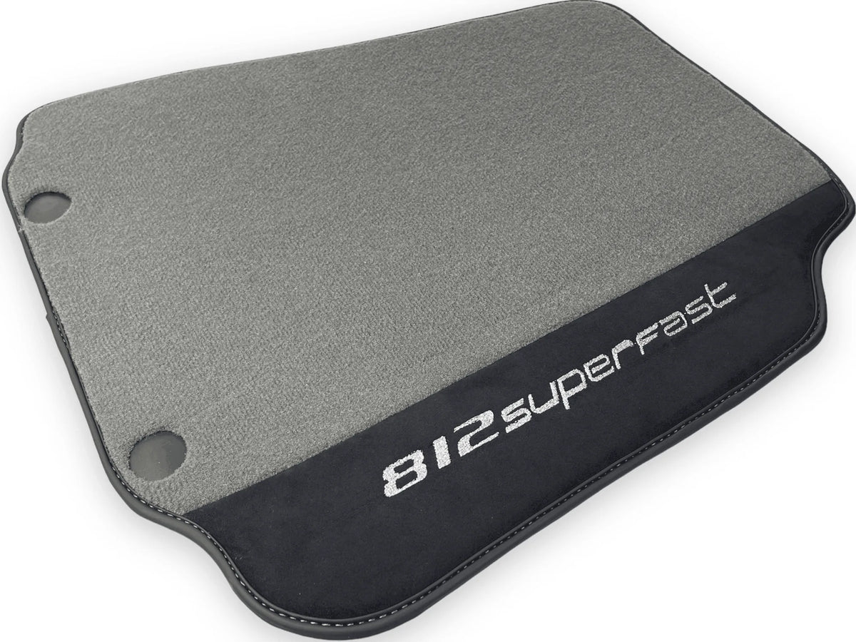 Gray Floor Mats For Ferrari 812 Superfast With Alcantara Leather - AutoWin