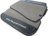 Gray Floor Mats For Ferrari 812 Superfast With Carbon Fiber Leather - AutoWin