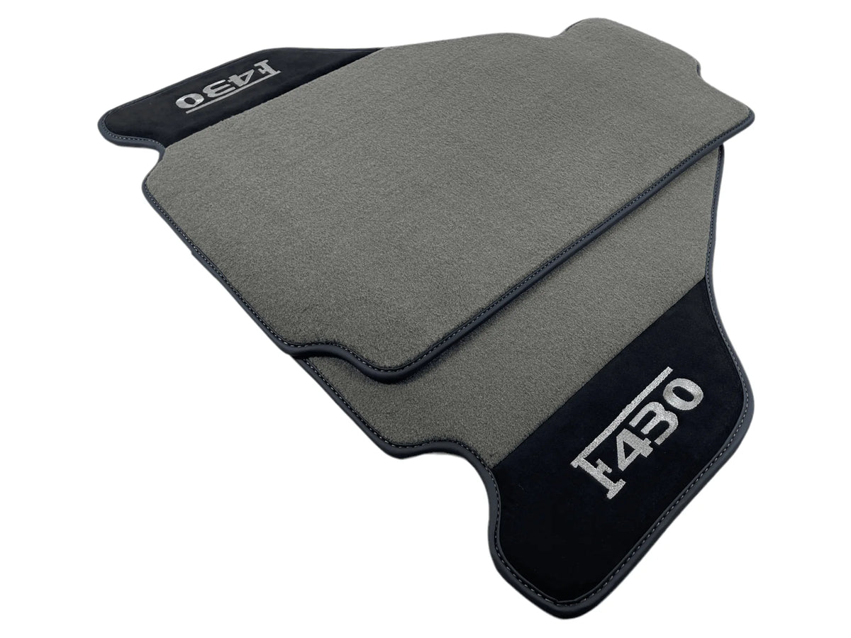 Gray Floor Mats For Ferrari F430 2004-2009 With Alcantara Leather - AutoWin