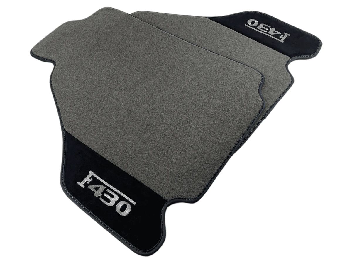 Gray Floor Mats For Ferrari F430 2004-2009 With Alcantara Leather - AutoWin