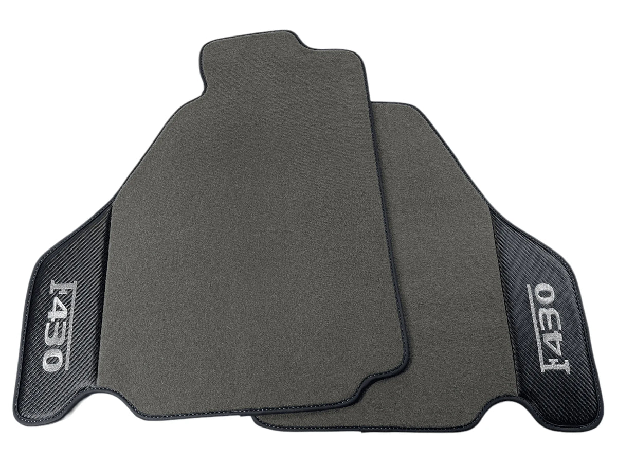 Gray Floor Mats For Ferrari F430 2004-2009 With Carbon Fiber Leather - AutoWin