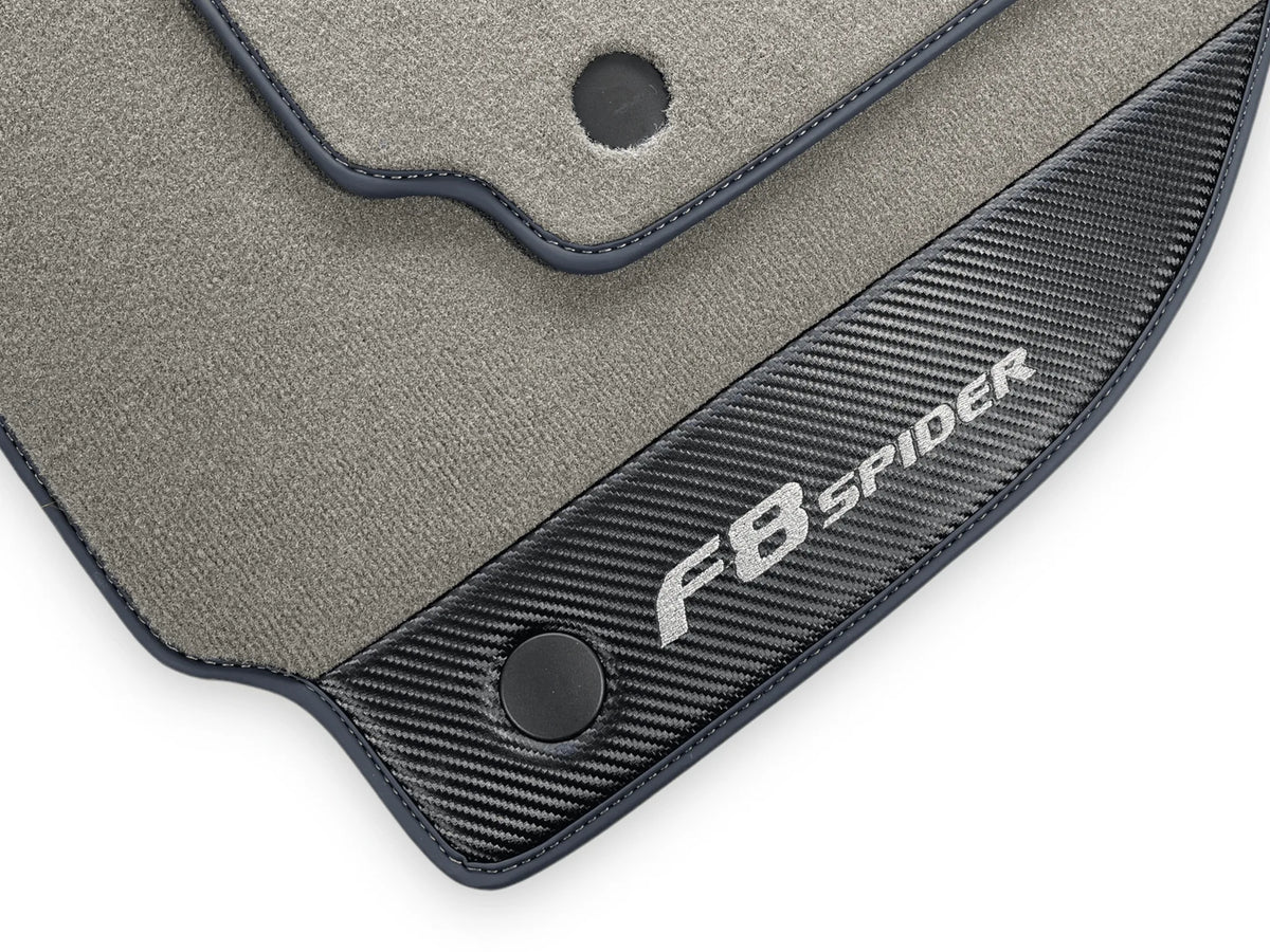 Gray Floor Mats For Ferrari F8 Spider 2019-2022 With Carbon Fiber Leather - AutoWin