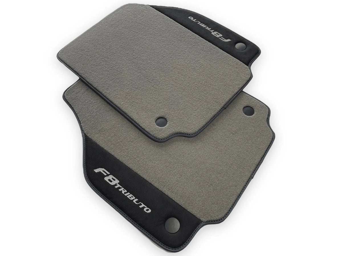Gray Floor Mats For Ferrari F8 Tributo 2019-2022 With Alcantara Leather - AutoWin
