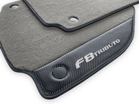 Gray Floor Mats For Ferrari F8 Tributo 2019-2022 With Carbon Leather - AutoWin