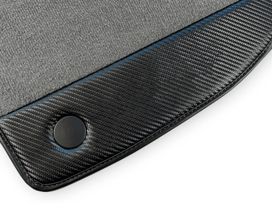 Gray Floor Mats For Ferrari F8 Tributo 2019-2022 With Carbon Leather - AutoWin