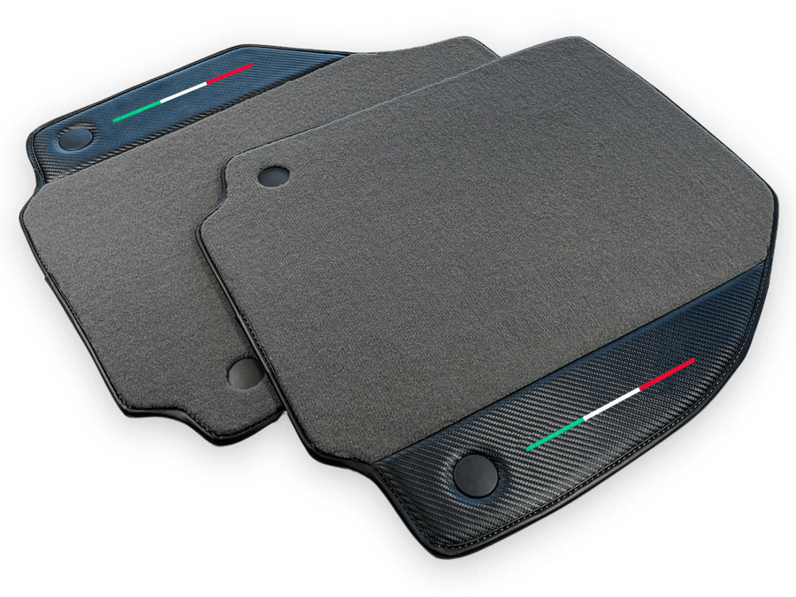 Gray Floor Mats For Ferrari F8 Tributo 2019-2022 With Carbon Leather - AutoWin