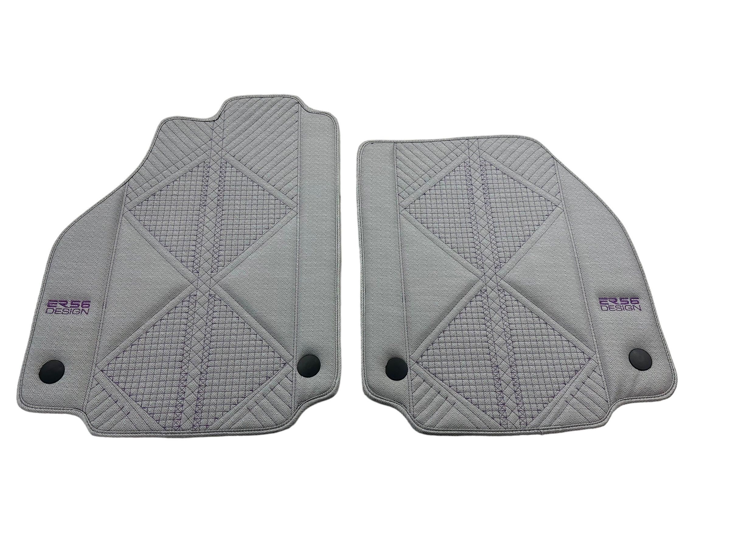 Gray Leather Floor Mats For Ferrari 488 Pista Spider (2019-2021) ER56 Design - AutoWin