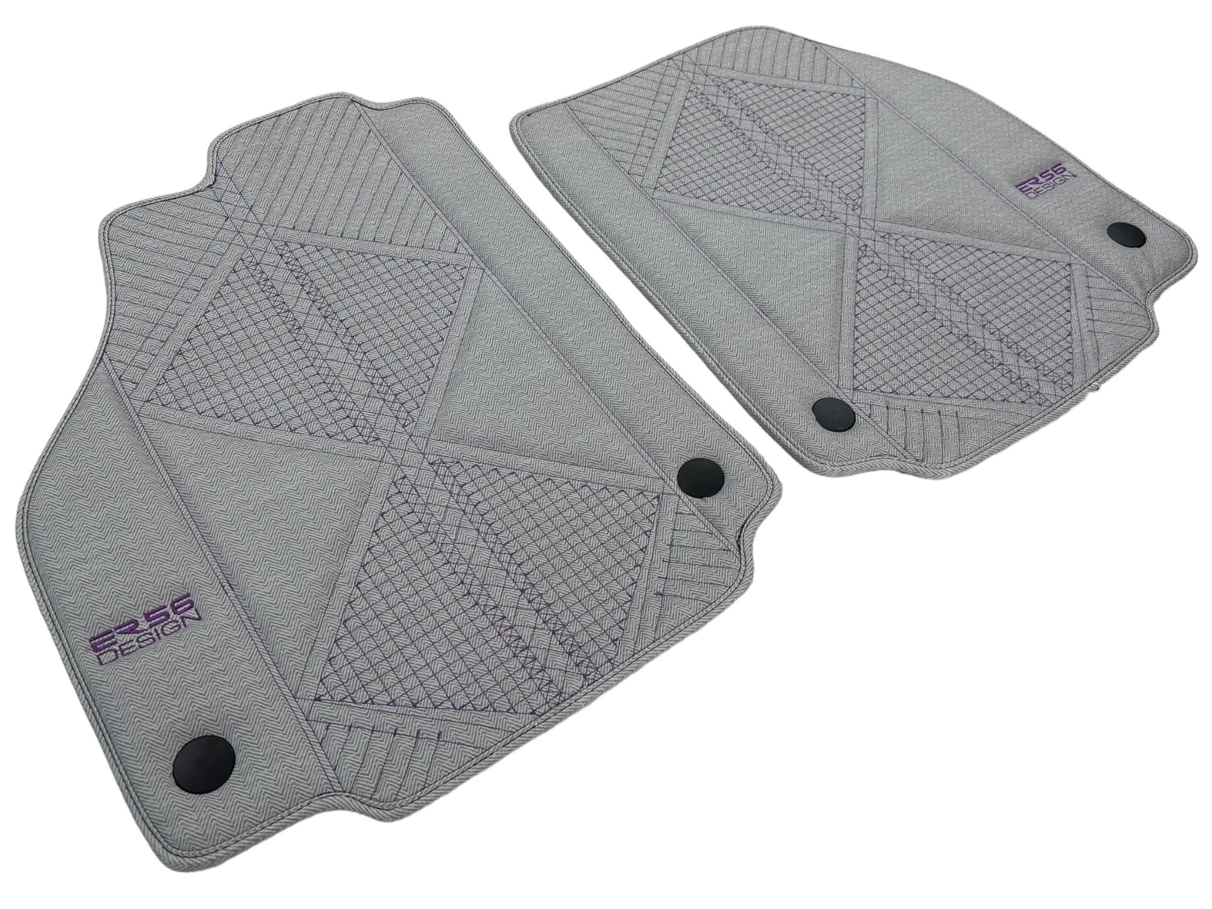 Gray Leather Floor Mats For Ferrari 488 Pista Spider (2019-2021) ER56 Design - AutoWin