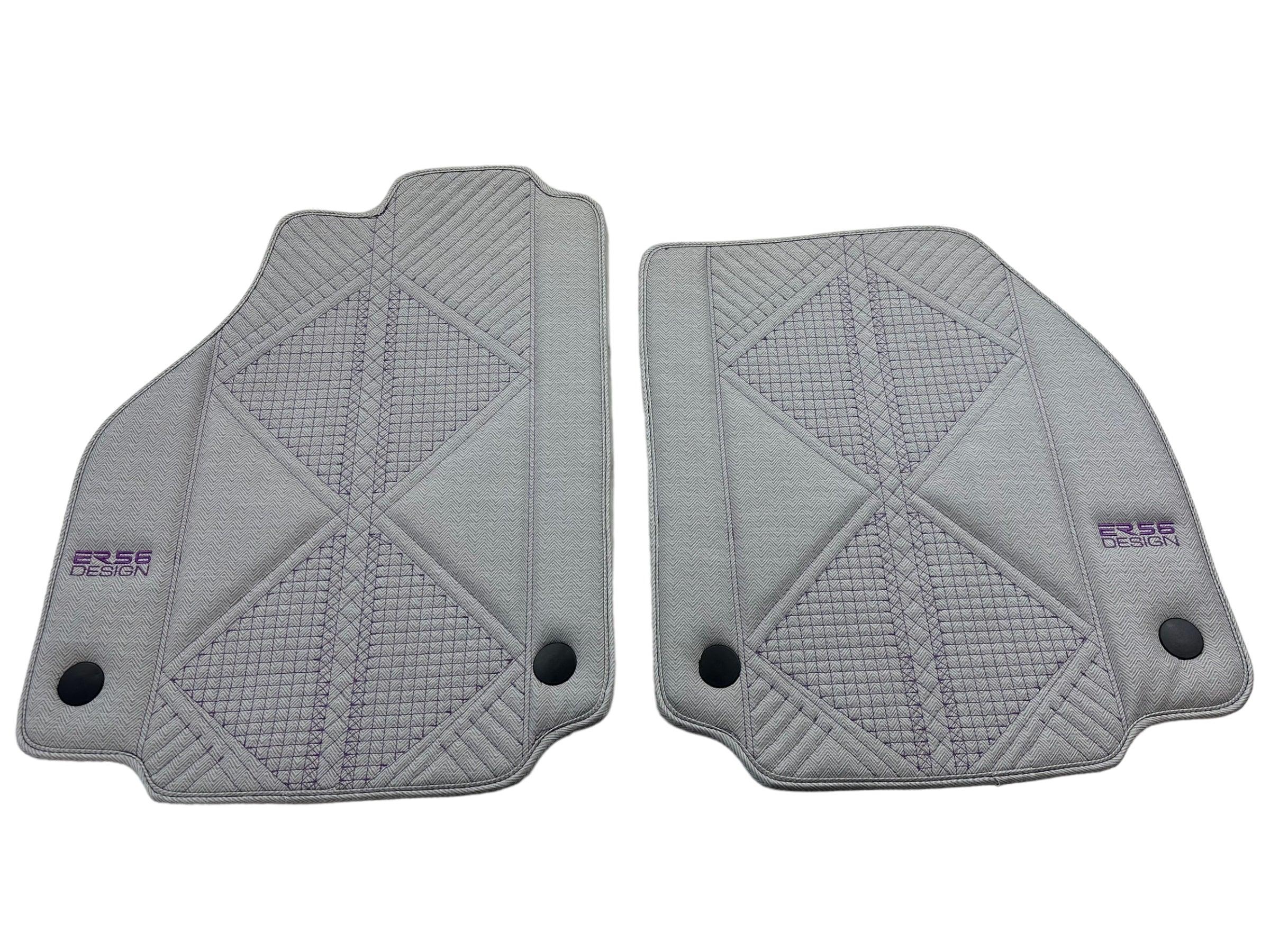 Gray Leather Floor Mats For Ferrari 488 Pista Spider (2019-2021) ER56 Design - AutoWin