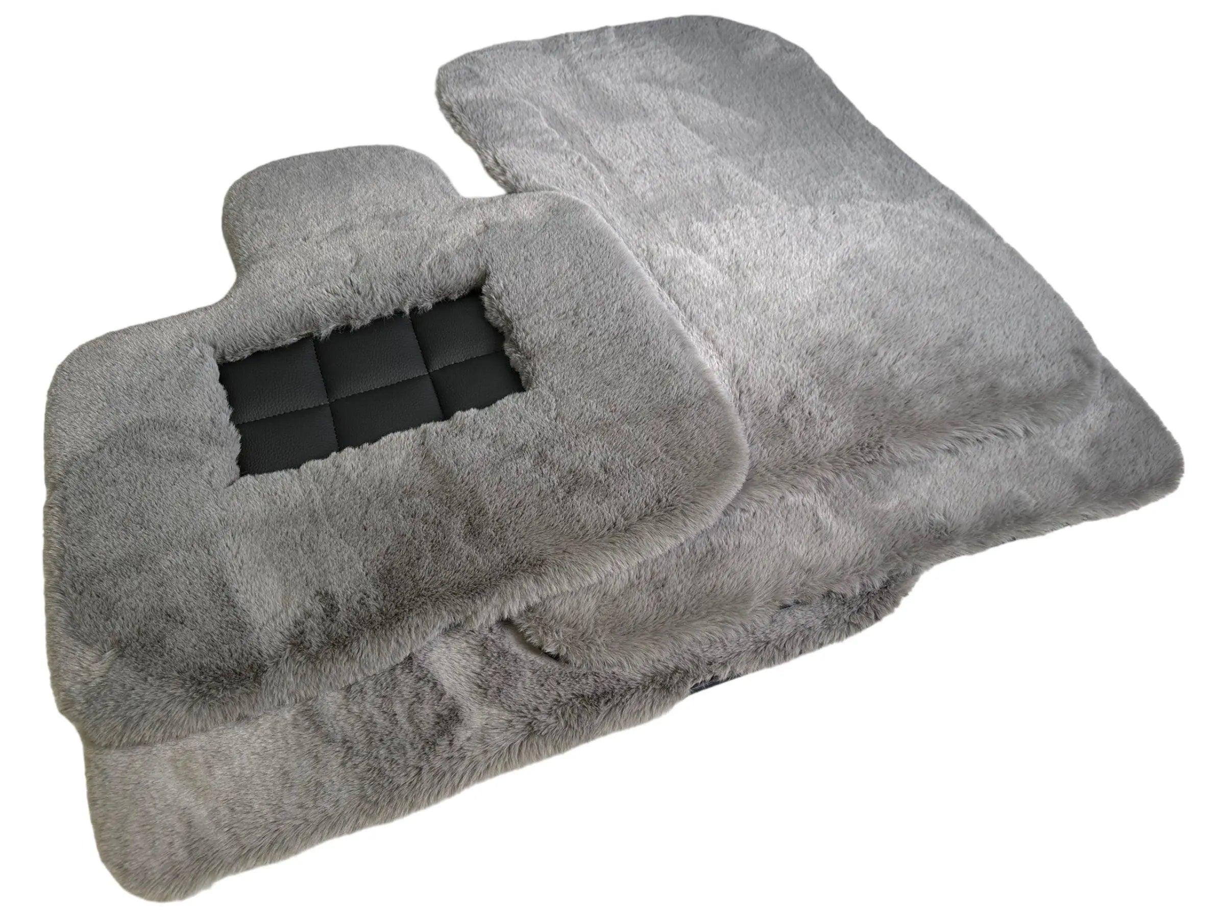 Gray Sheepskin Floor Mats For Bentley Bentayga Er56 Design Brand - AutoWin