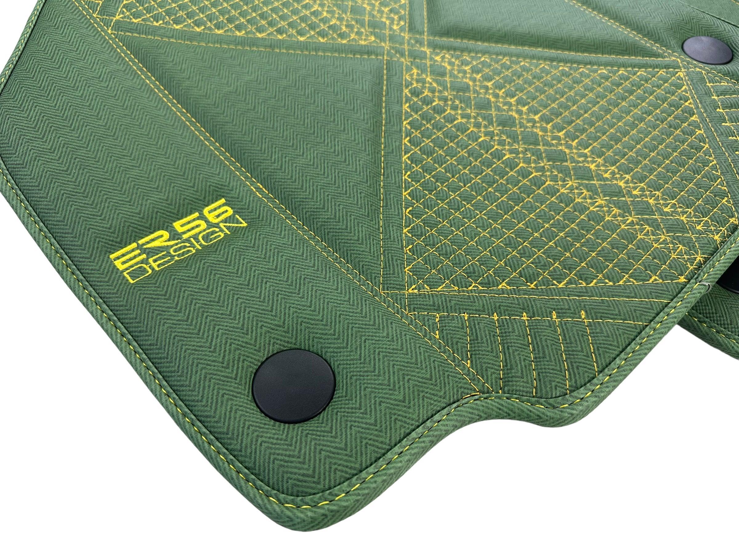 Green Leather Floor Mats For Ferrari 488 Pista Spider (2019-2021) ER56 Design - AutoWin