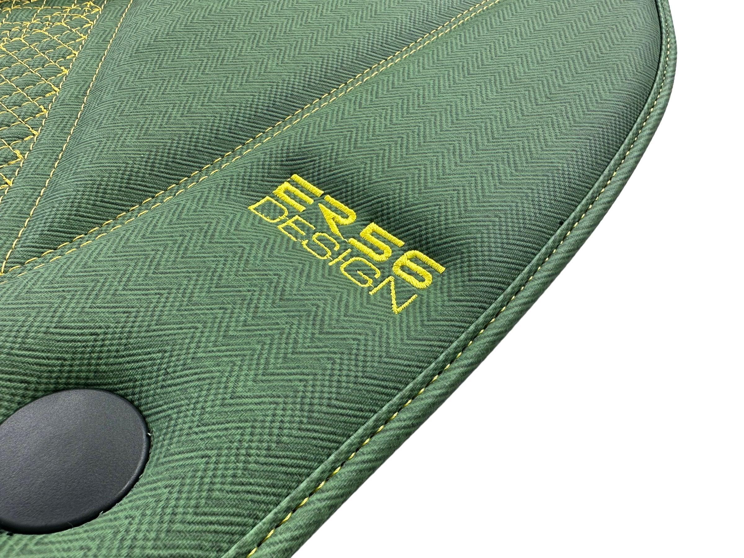 Green Leather Floor Mats For Ferrari 488 Pista Spider (2019-2021) ER56 Design - AutoWin