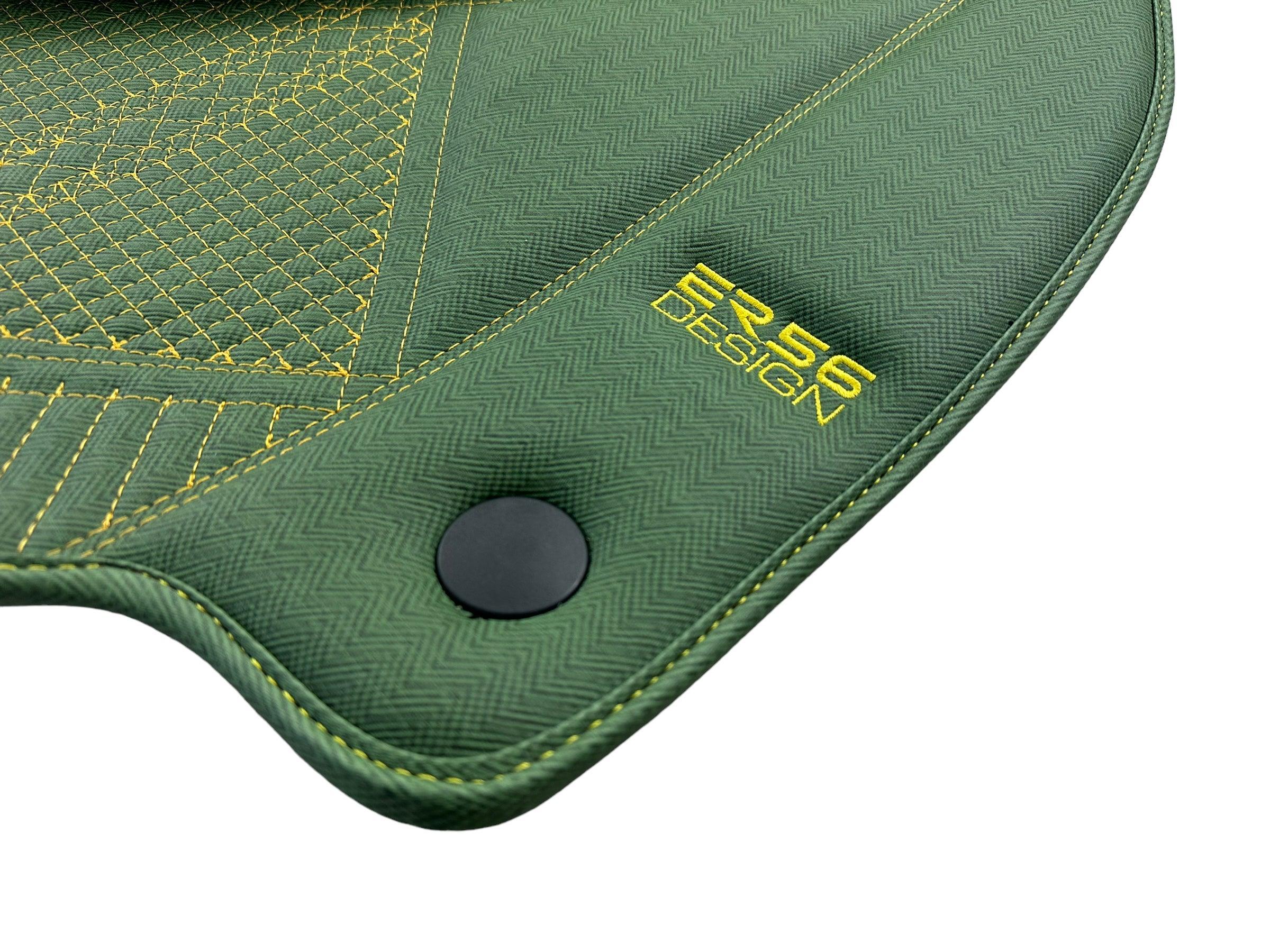 Green Leather Floor Mats For Ferrari 488 Pista Spider (2019-2021) ER56 Design - AutoWin