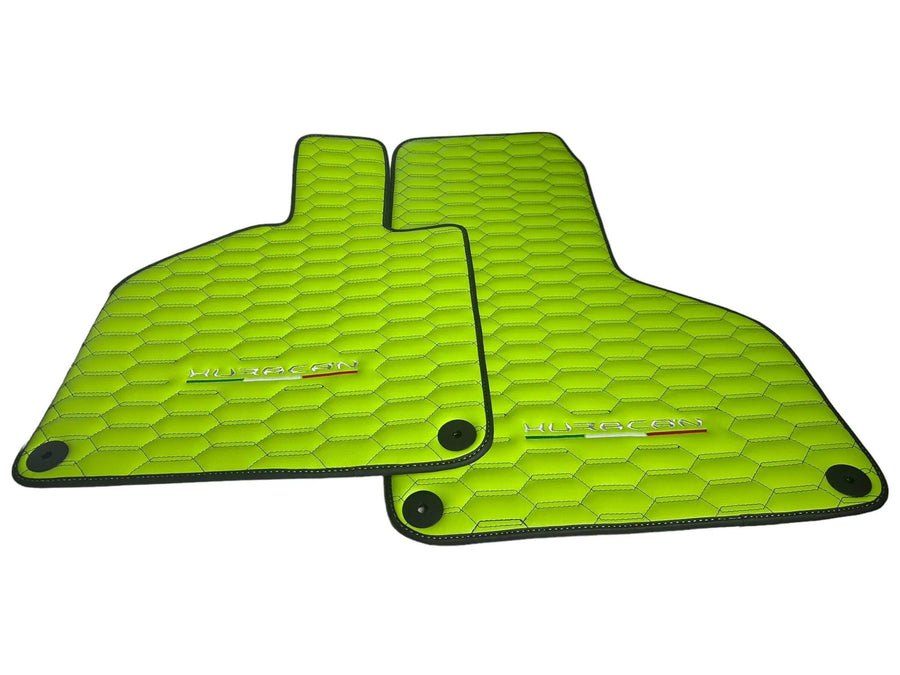 Green Leather Floor Mats for Lamborghini Huracan - AutoWin