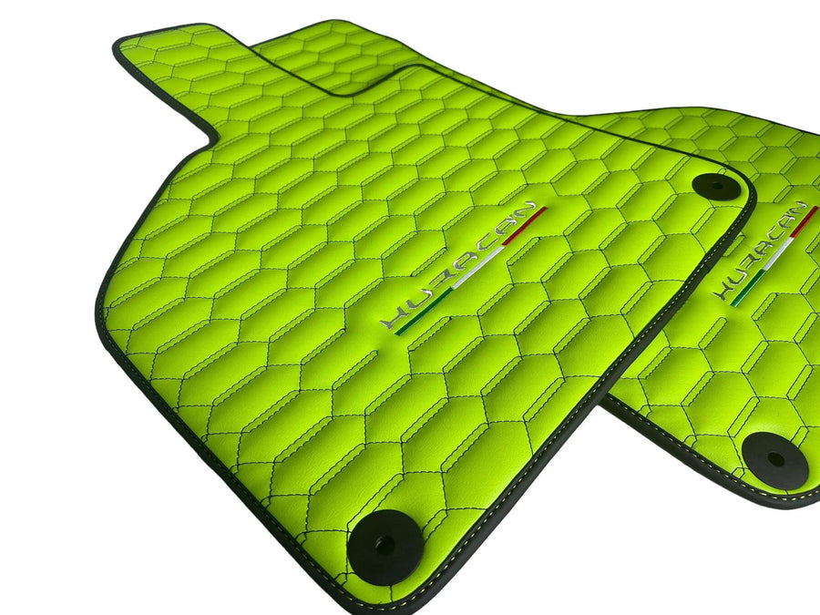 Green Leather Floor Mats for Lamborghini Huracan - AutoWin