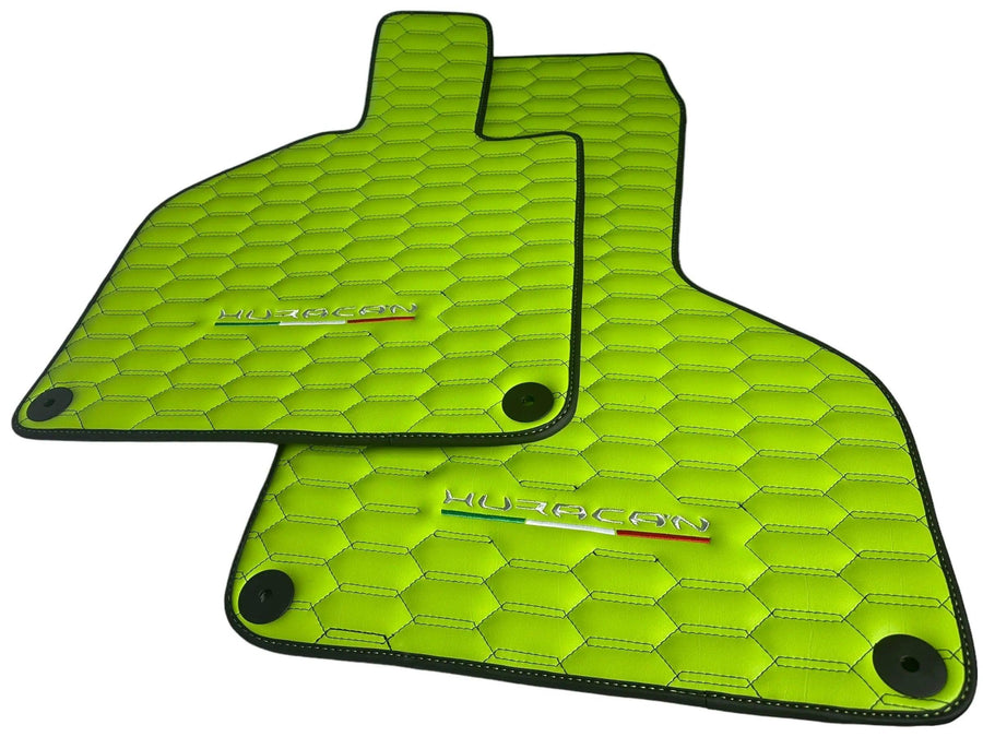Green Leather Floor Mats for Lamborghini Huracan - AutoWin