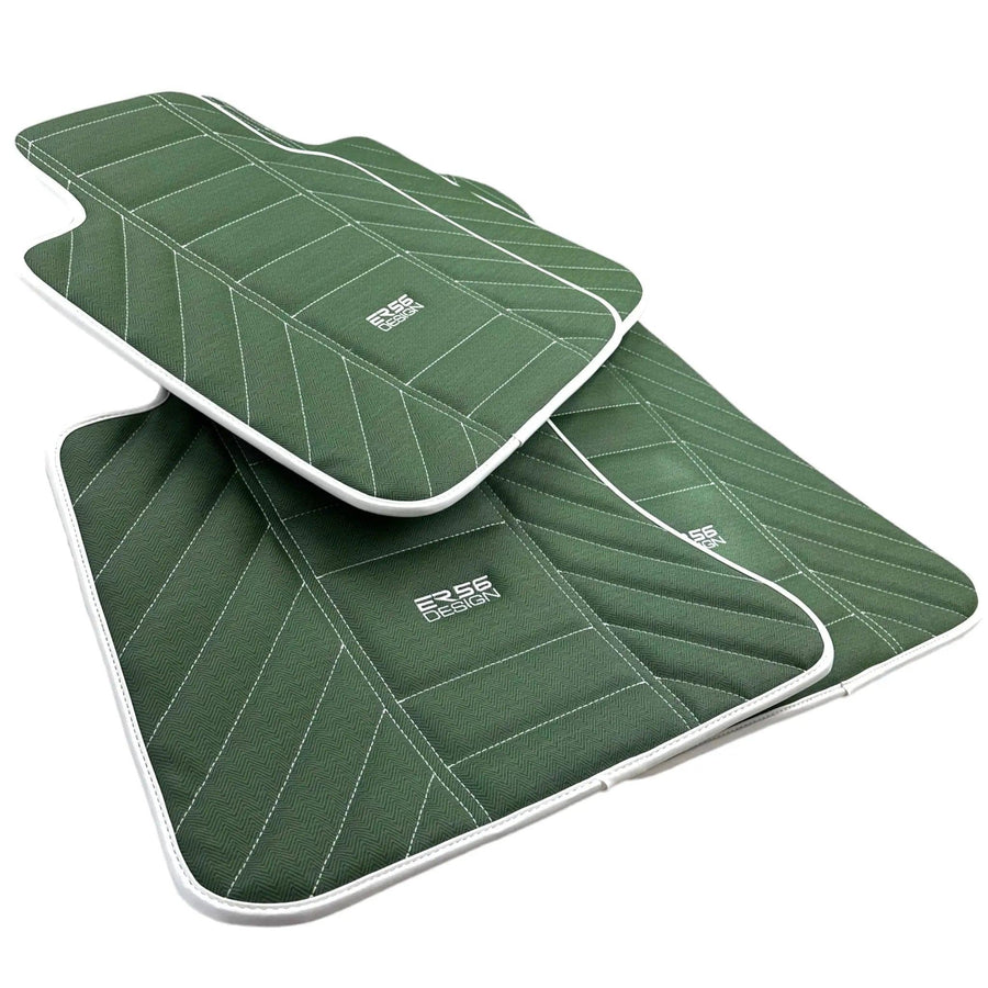 Green Leather Floor Mats For Rolls Royce Black Badge Wraith (2013-2023) - AutoWin