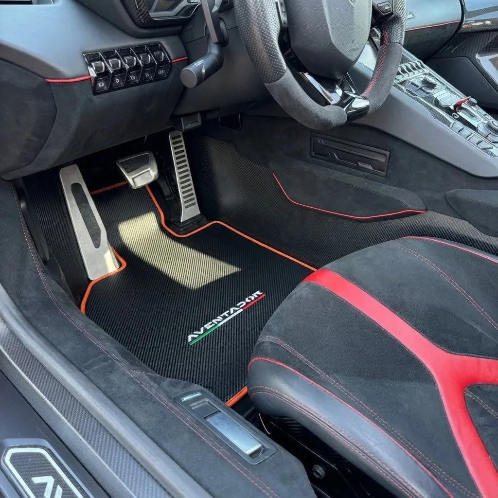 Interior look of floor mats for Lamborghini Aventador | Various Trim Colors