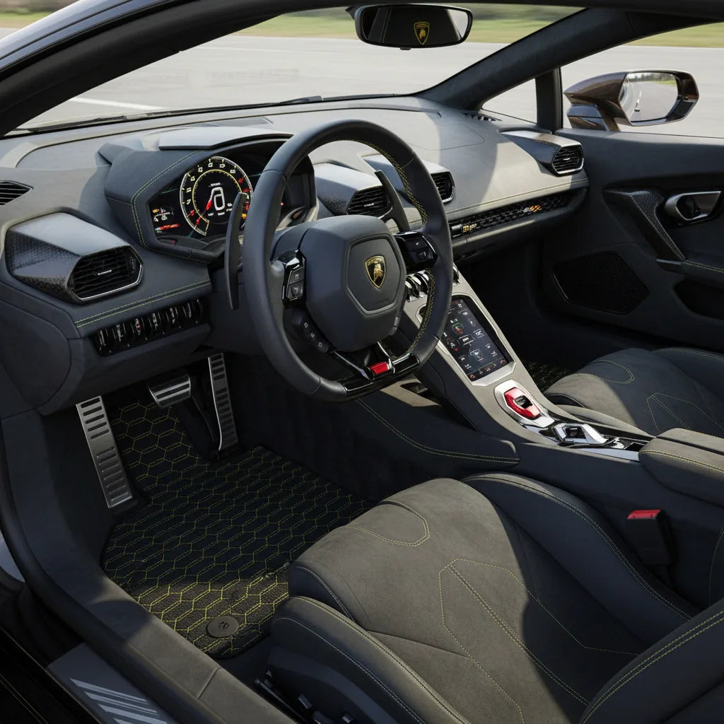 Interior look of floor mats for Lamborghini Huracan Tecnica (2022-2024)