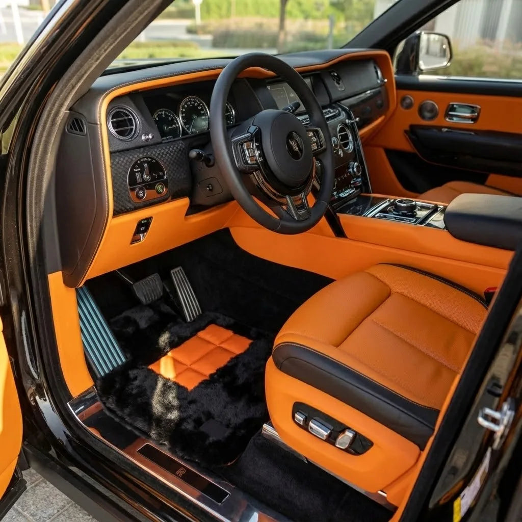 Interior look of floor mats for Rolls Royce Cullinan (2018-2025) Various Leather Colors