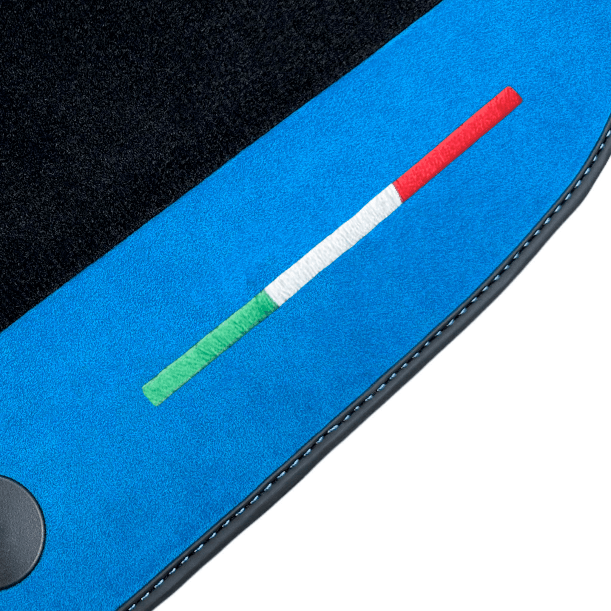 Black Floor Mats For Ferrari 488 Pista Spider 2019-2021 With Blue Alcantara Leather - AutoWin