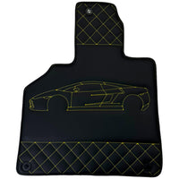 Leather Black Floor Mats for Lamborghini Gallardo Yellow Sewing | ER56 Design - AutoWin