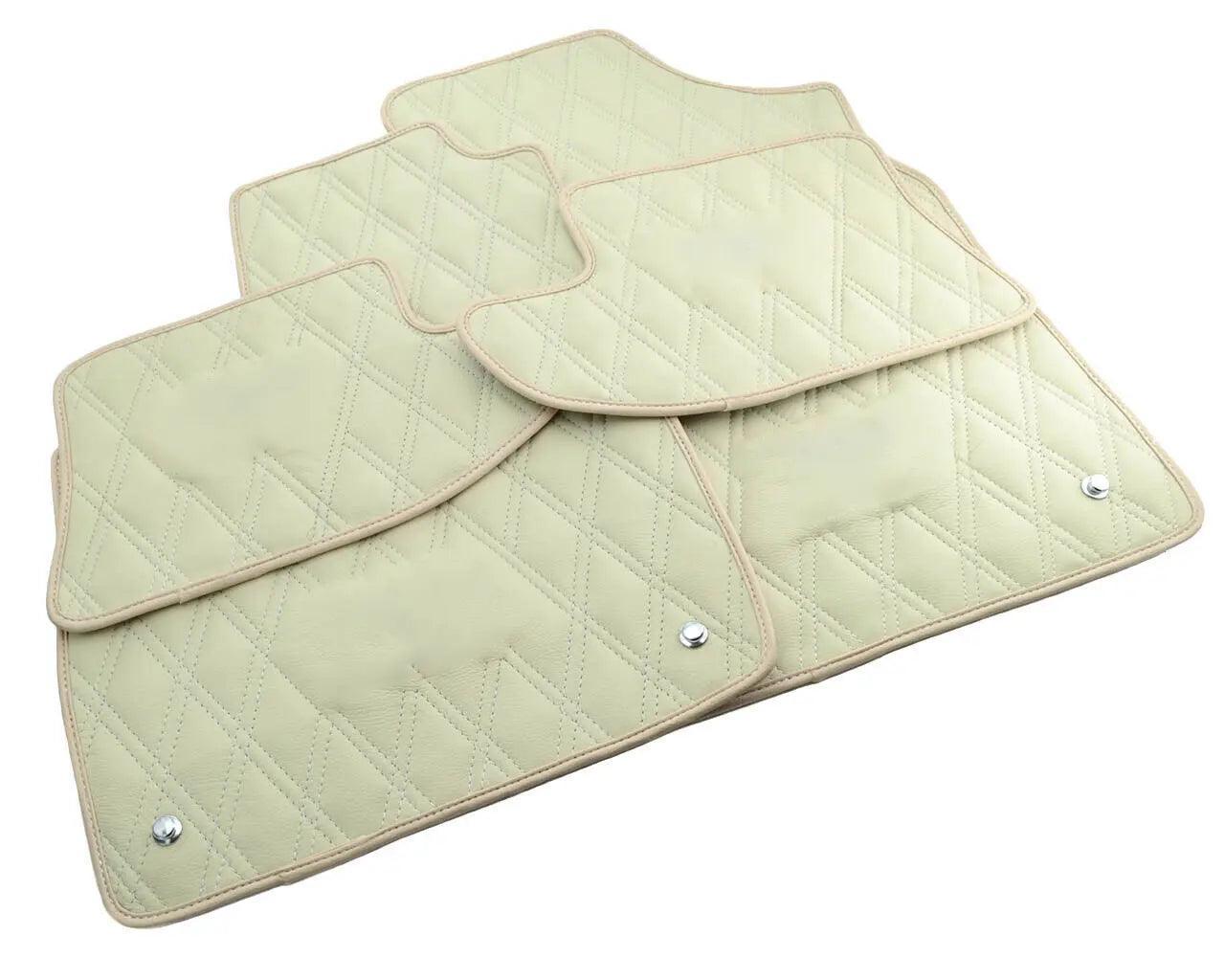 Leather Floor Mats For Bentley Continental GTC (2011-2018) Beige - AutoWin