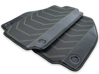 Leather Floor Mats For Ferrari 458 GT2 2012-2015 Black With Yellow Sewing