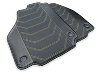 Leather Floor Mats For Ferrari 458 GT2 2012-2015 Black With Yellow Sewing