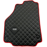 Leather Floor Mats for Ferrari 458 GT2 with White Sewing and Red Trim | ER56 Design - AutoWin